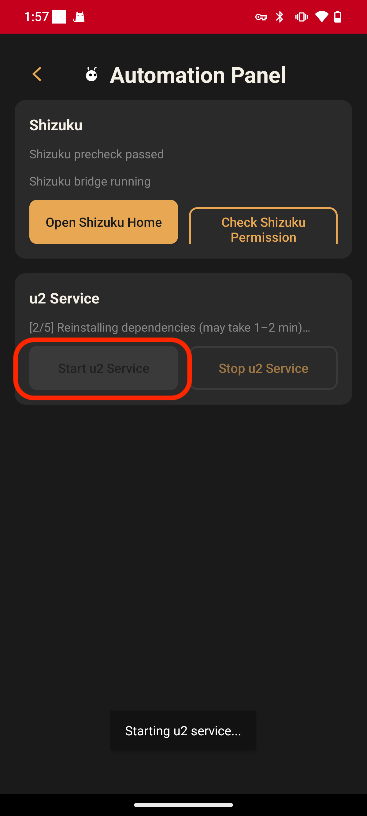 u2 service installing dependencies