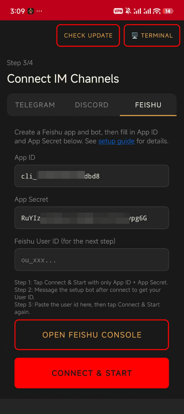 BotDrop Feishu setup