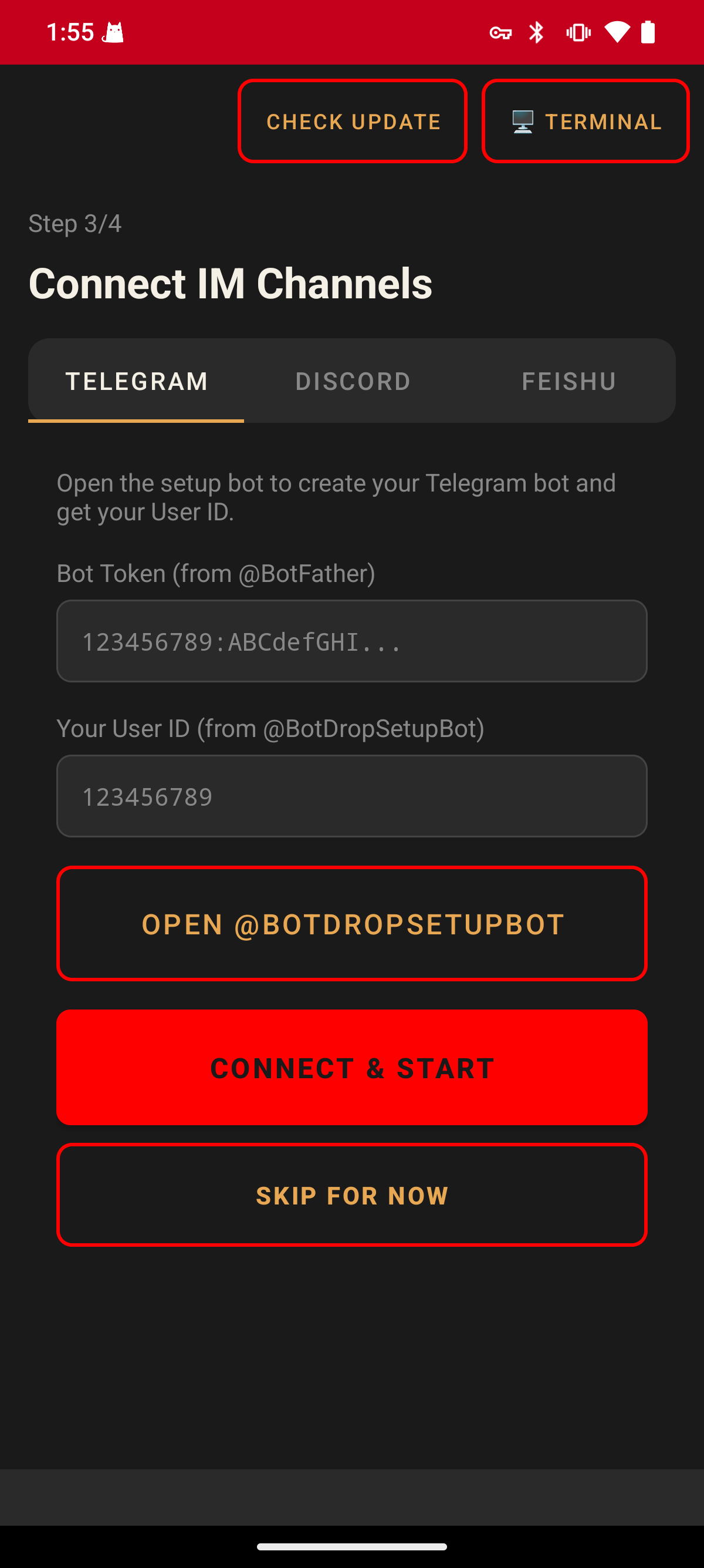 Telegram setup