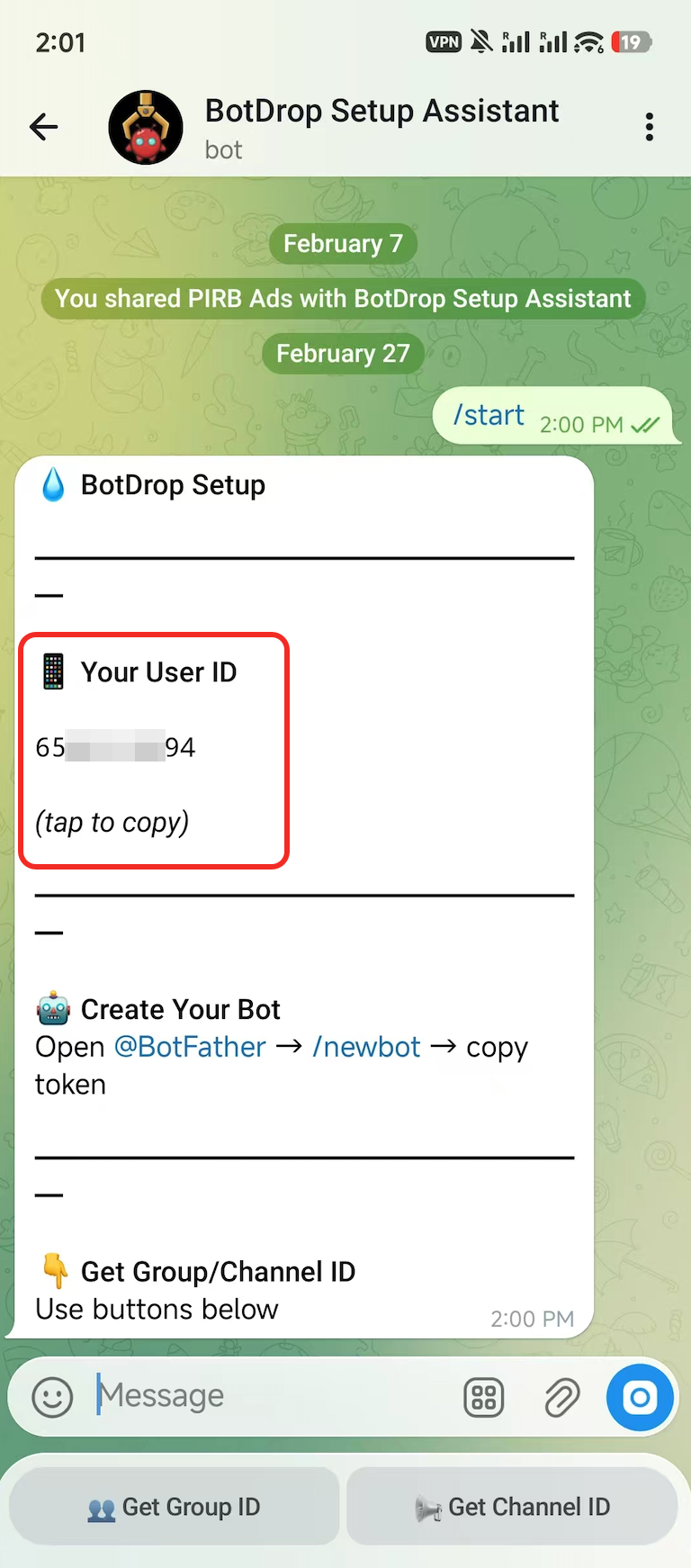 Setup Bot User ID